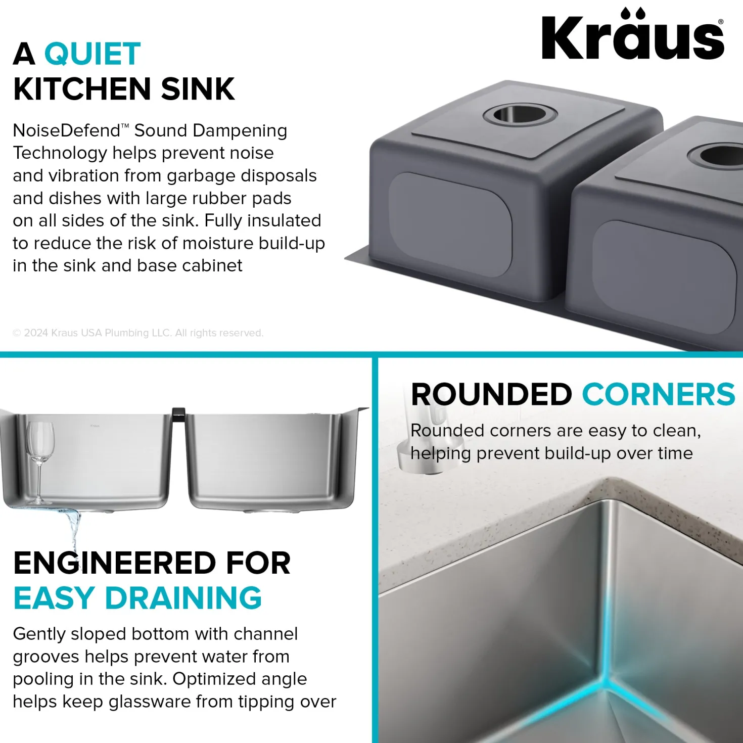 KRAUS 33” Undermount Double Bowl Stainless Steel Kitchen Sink
