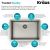 KRAUS 26" Undermount 16 Gauge Single Bowl Stainless Steel Small Radius Kitchen Sink