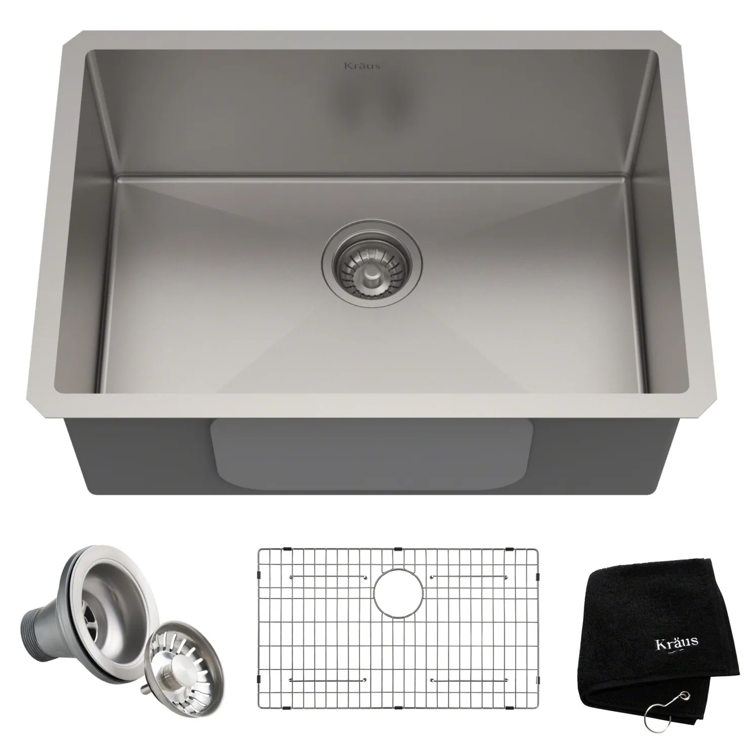 KRAUS 26" Undermount 16 Gauge Single Bowl Stainless Steel Small Radius Kitchen Sink