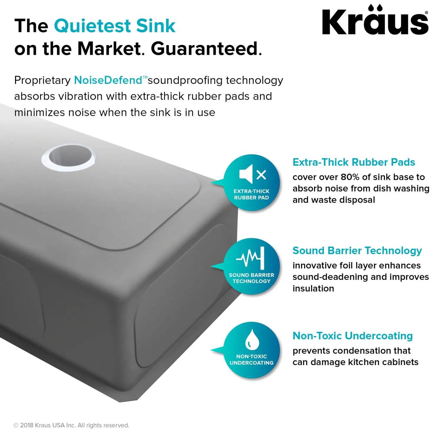 KRAUS 28" Undermount 16 Gauge Single Bowl Stainless Steel Small Radius Kitchen Sink