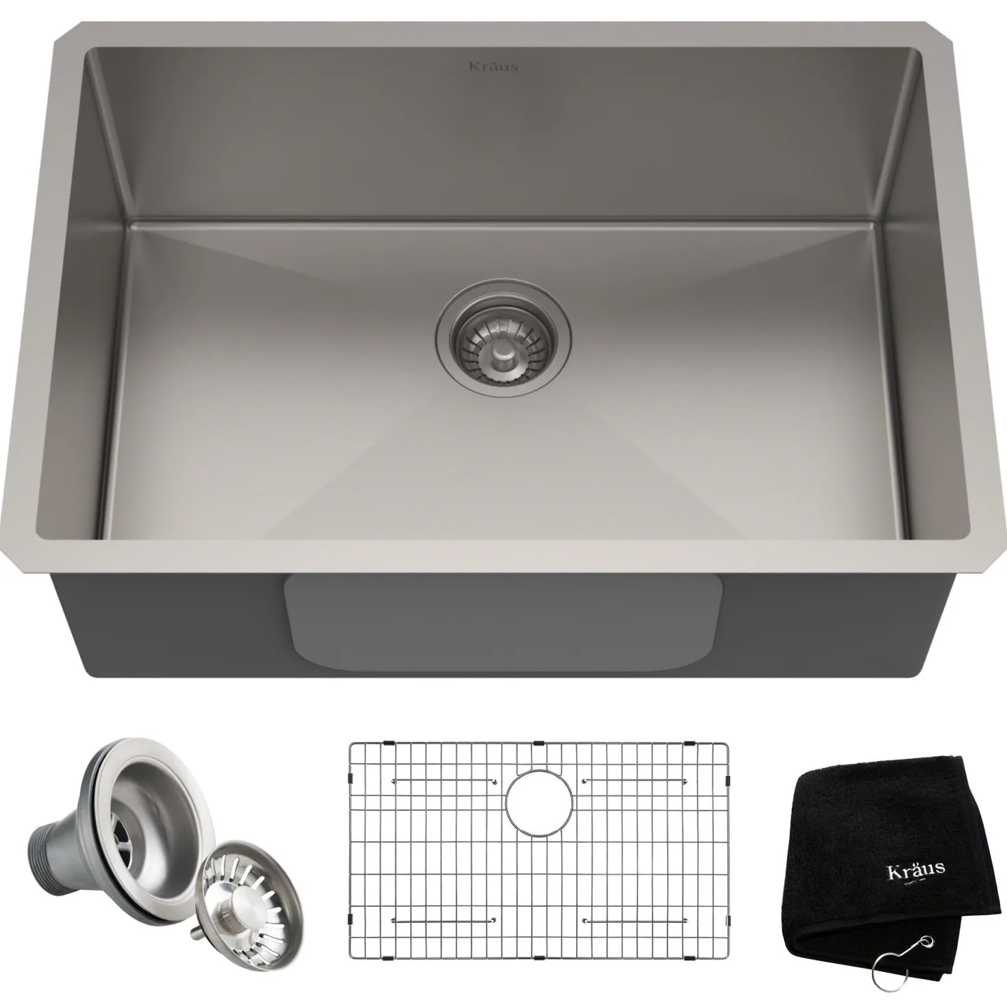 KRAUS 28" Undermount 16 Gauge Single Bowl Stainless Steel Small Radius Kitchen Sink