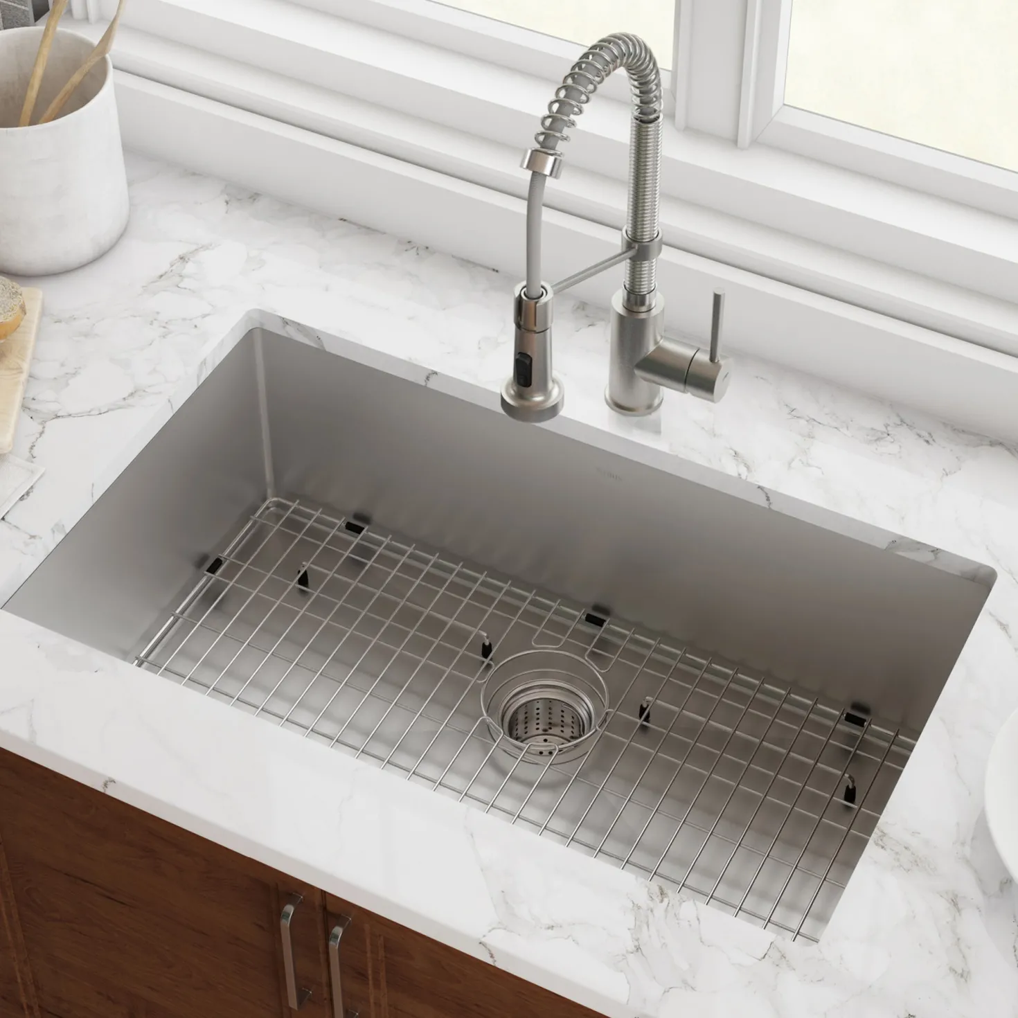 KRAUS 28" Undermount 16 Gauge Single Bowl Stainless Steel Small Radius Kitchen Sink