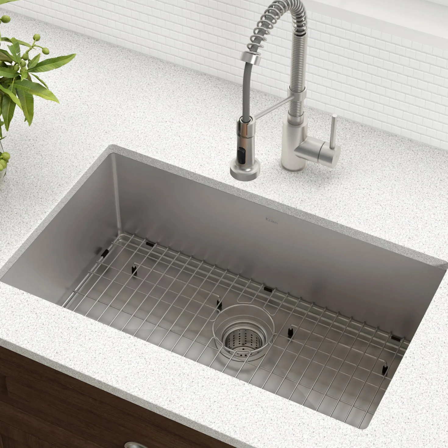 KRAUS 32" Undermount 16 Gauge Single Bowl Stainless Steel Small Radius Kitchen Sink