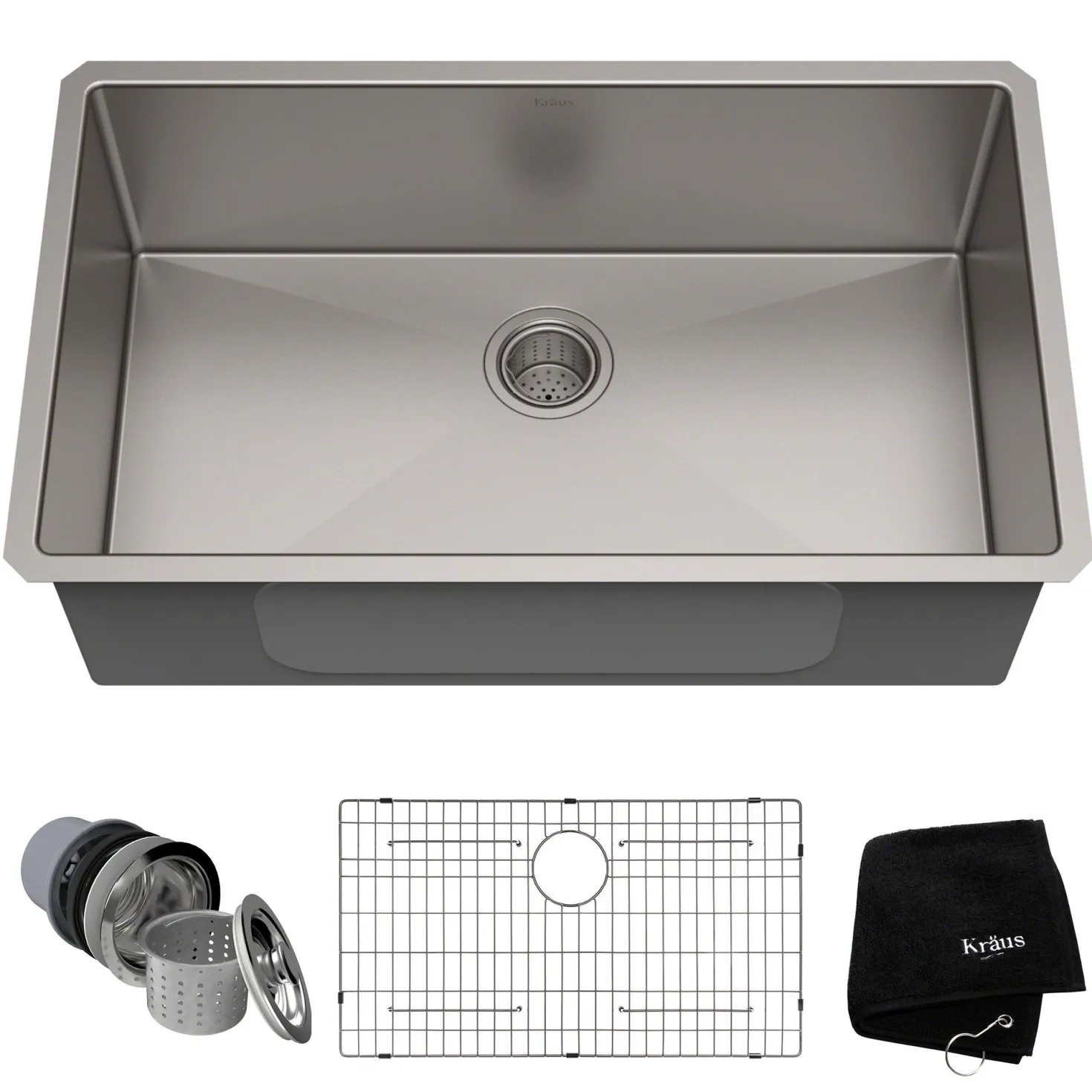 KRAUS 32" Undermount 16 Gauge Single Bowl Stainless Steel Small Radius Kitchen Sink