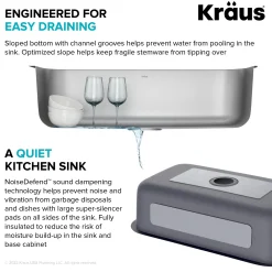 KRAUS 32” Undermount 18 gauge Stainless Steel Single Bowl Kitchen Sink