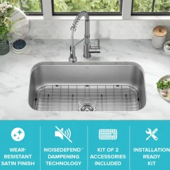 KRAUS 32” Undermount 18 gauge Stainless Steel Single Bowl Kitchen Sink