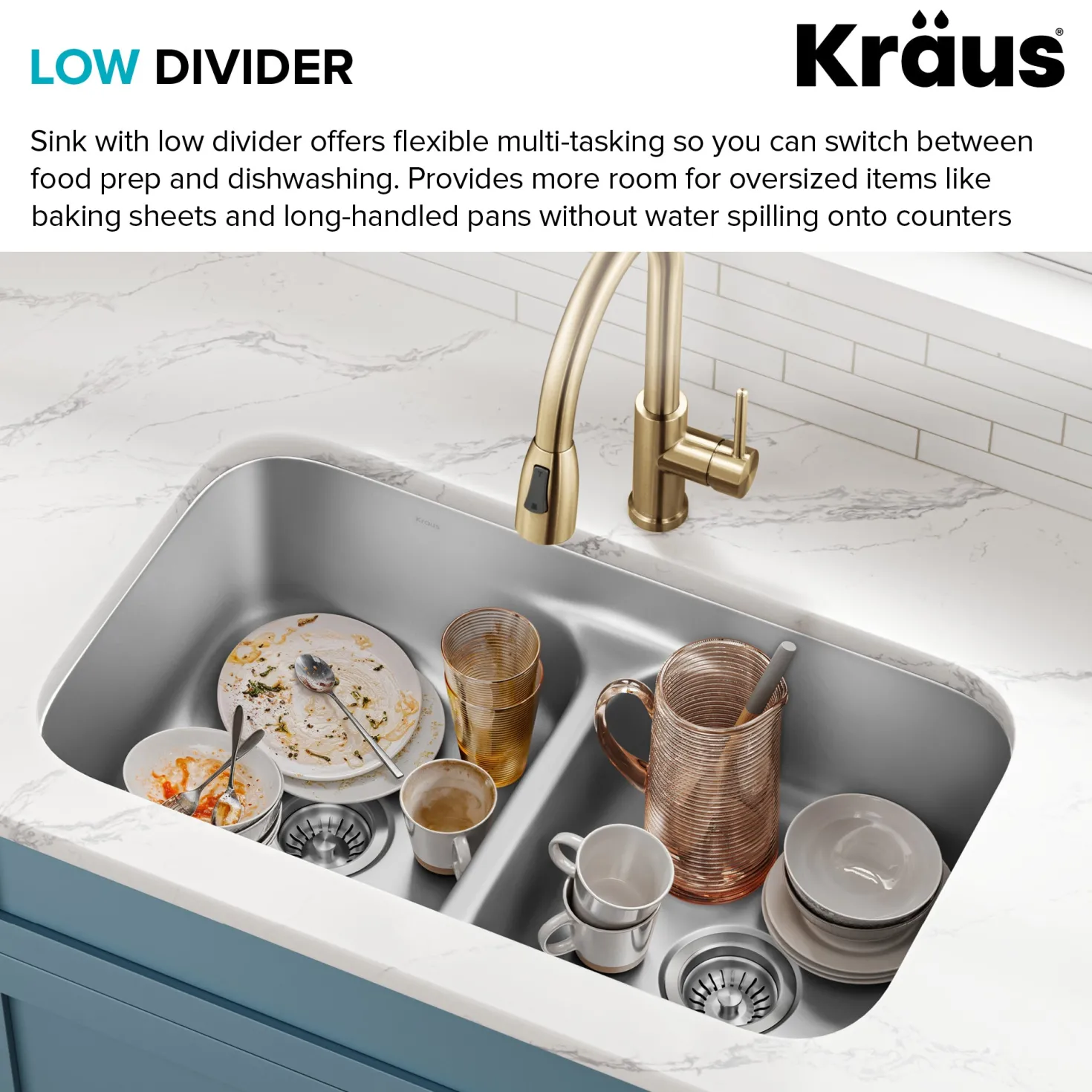 KRAUS 32" Undermount 50/50 Kitchen Sink