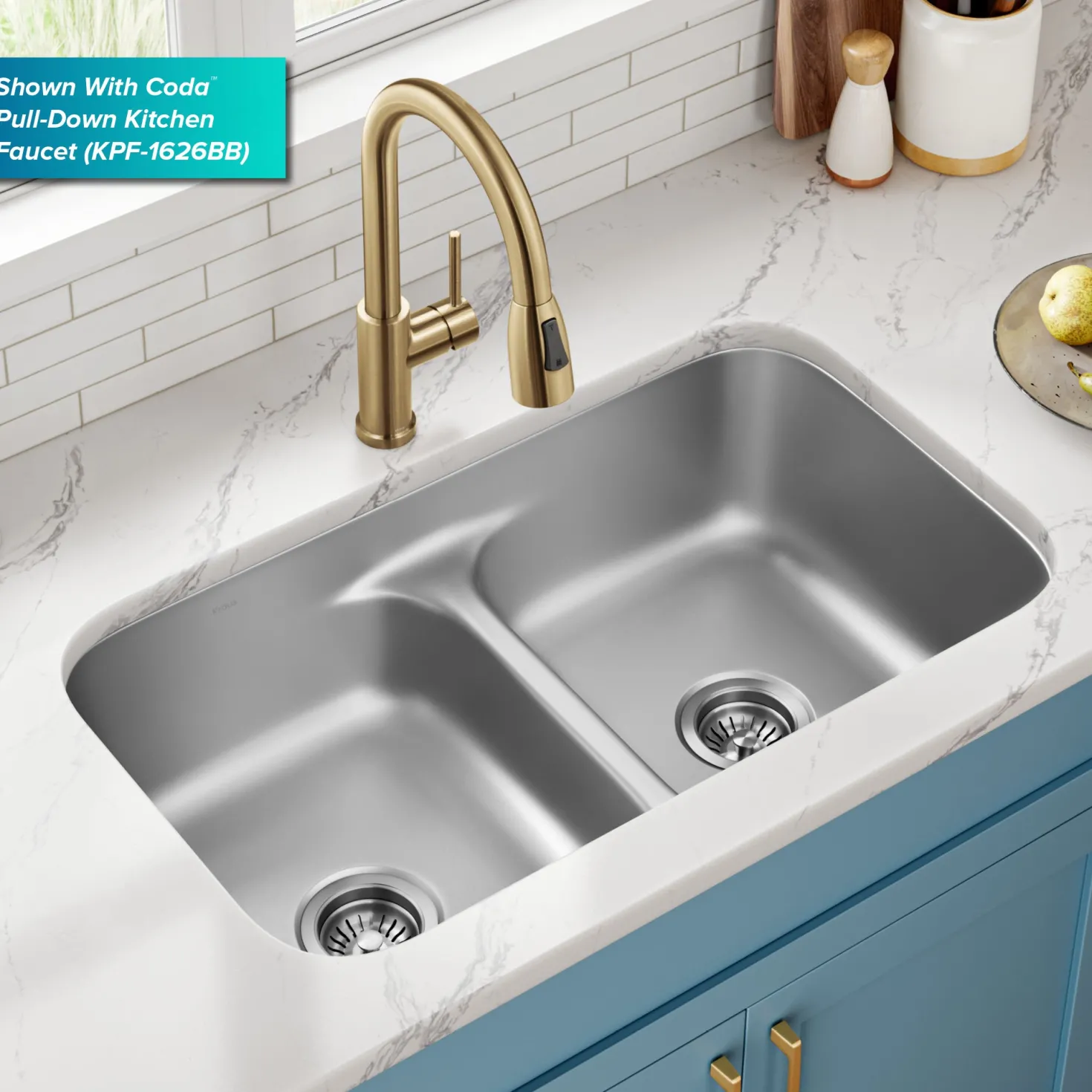 KRAUS 32" Undermount 50/50 Kitchen Sink