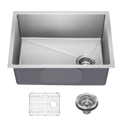 KRAUS 25” Undermount Single Bowl Side-Drain Stainless Kitchen Sink