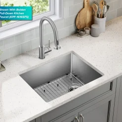 KRAUS 25” Undermount Single Bowl Side-Drain Stainless Kitchen Sink