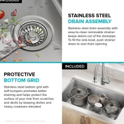 KRAUS 33” Undermount Single Bowl Stainless Steel Kitchen Sink