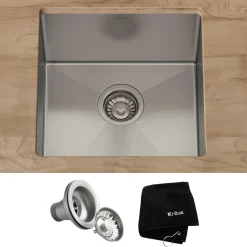 KRAUS 17" Undermount Single Bowl Stainless Steel Kitchen Bar Sink