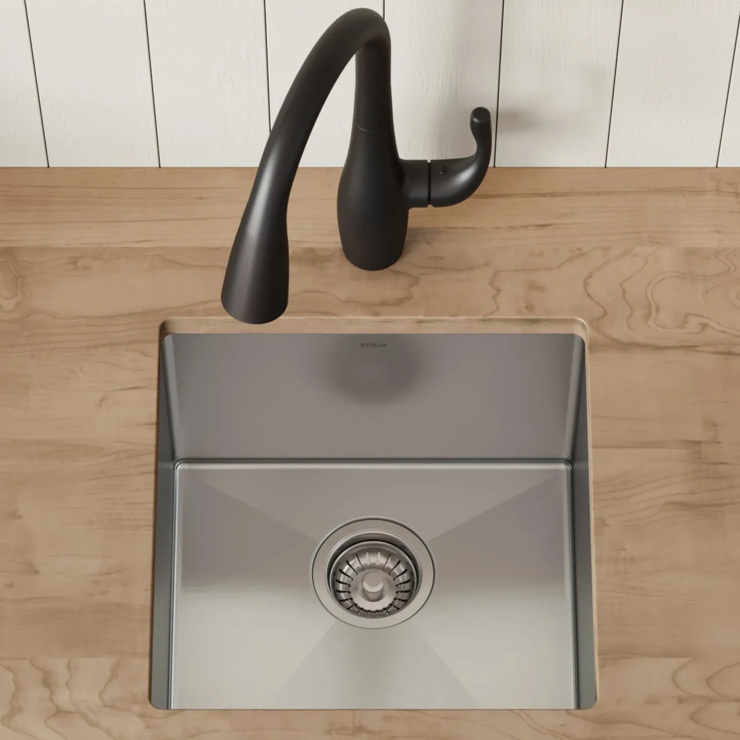 KRAUS 17" Undermount Single Bowl Stainless Steel Kitchen Bar Sink