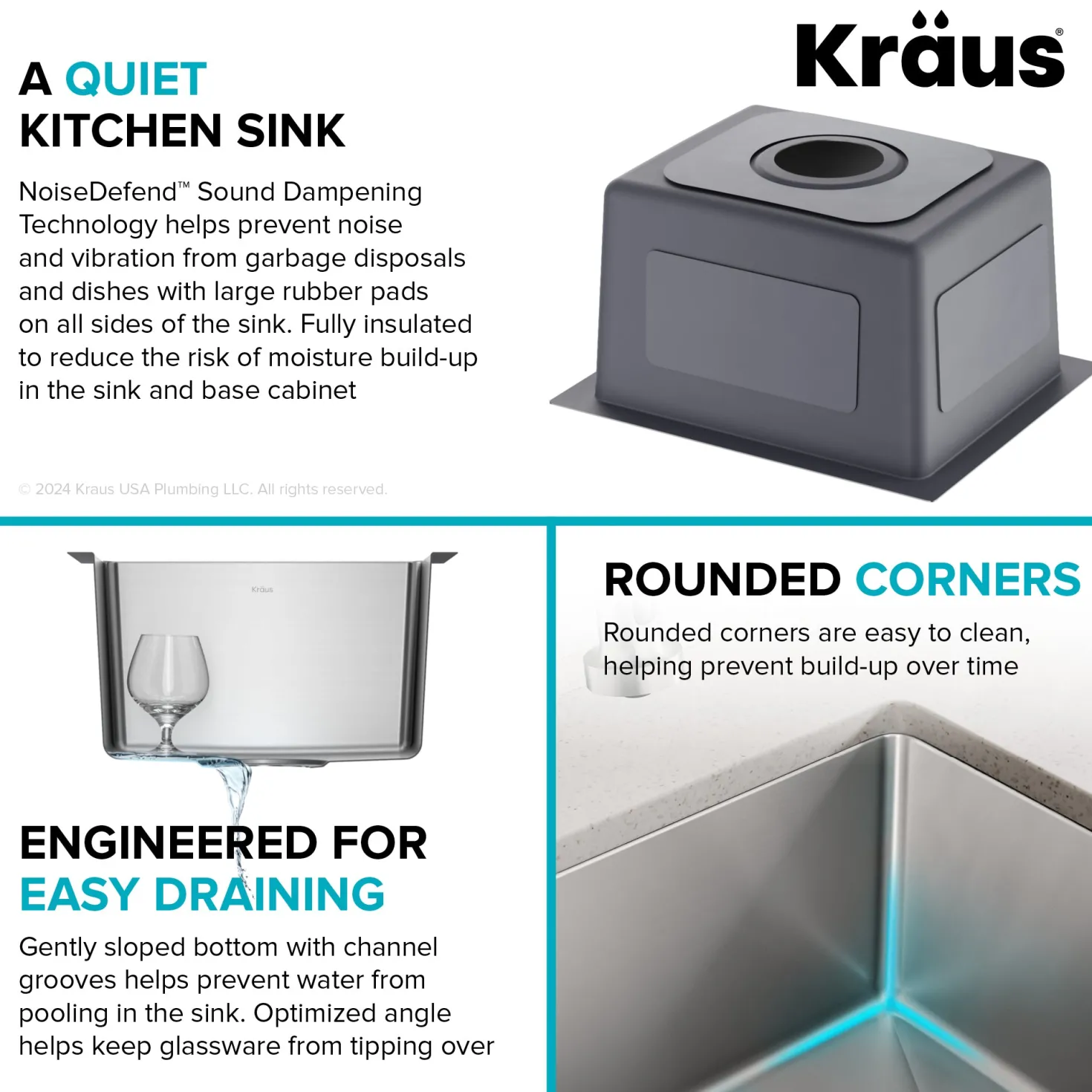 KRAUS 15” Undermount Single Bowl Stainless Steel Kitchen Bar Sink