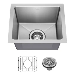 KRAUS 15” Undermount Single Bowl Stainless Steel Kitchen Bar Sink