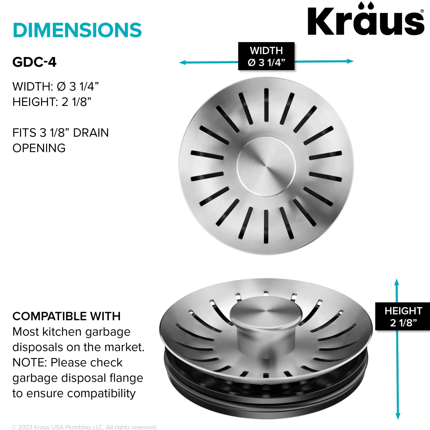 KRAUS Universal Kitchen Sink Strainer Stopper for Garbage Disposals