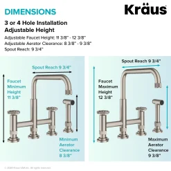 KRAUS Urbix Bridge Kitchen Faucet with Side Sprayer in Spot Free Stainless Steel