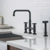 KRAUS Urbix Bridge Kitchen Faucet with Side Sprayer in Matte Black