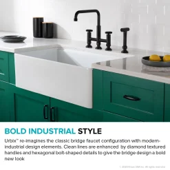 KRAUS Urbix Bridge Kitchen Faucet with Side Sprayer in Matte Black