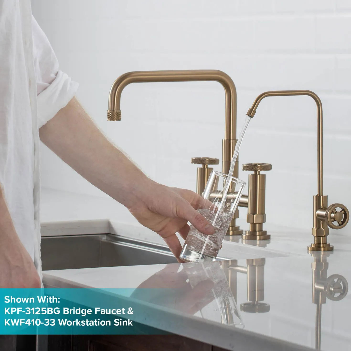KRAUS Urbix Drinking Water Dispenser Kitchen Faucet in Brushed Gold