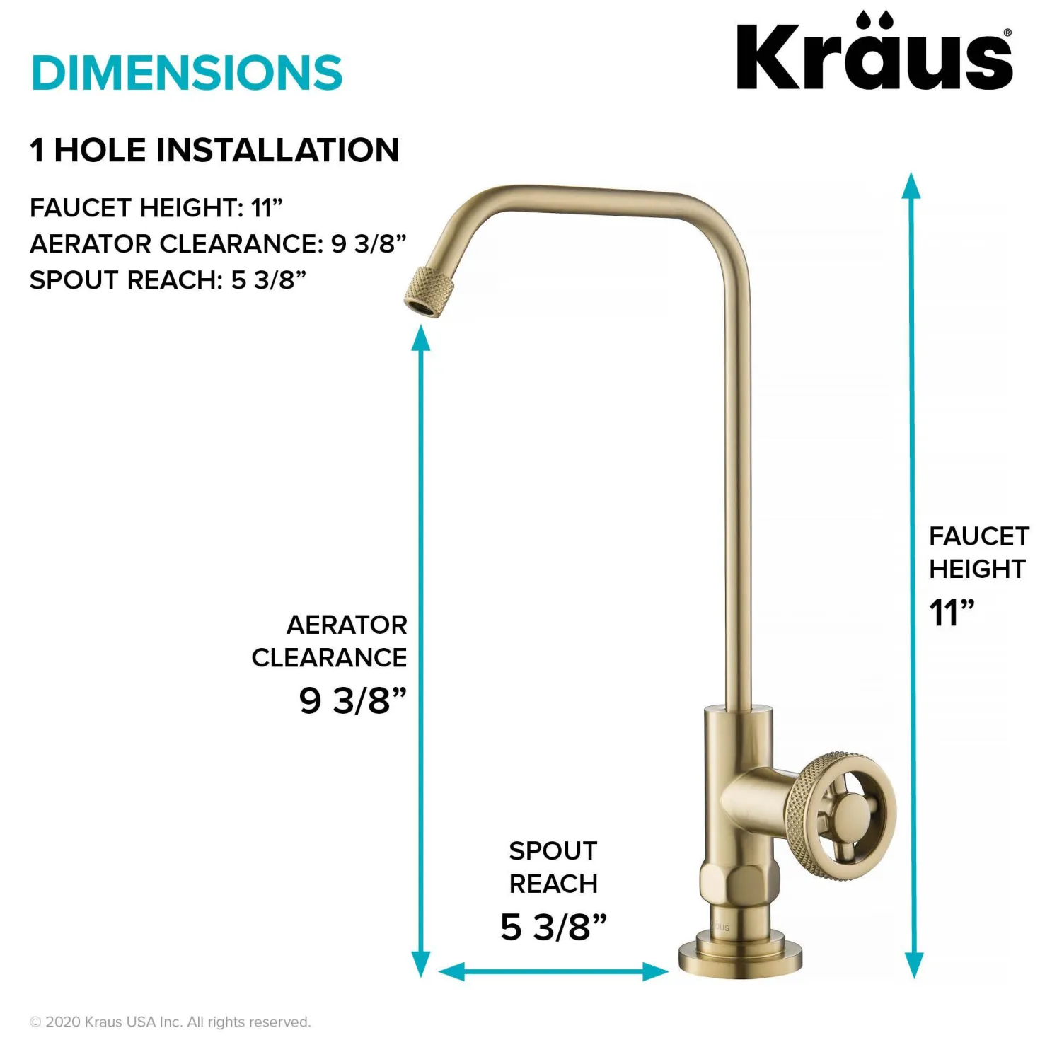 KRAUS Urbix Drinking Water Dispenser Kitchen Faucet in Brushed Gold