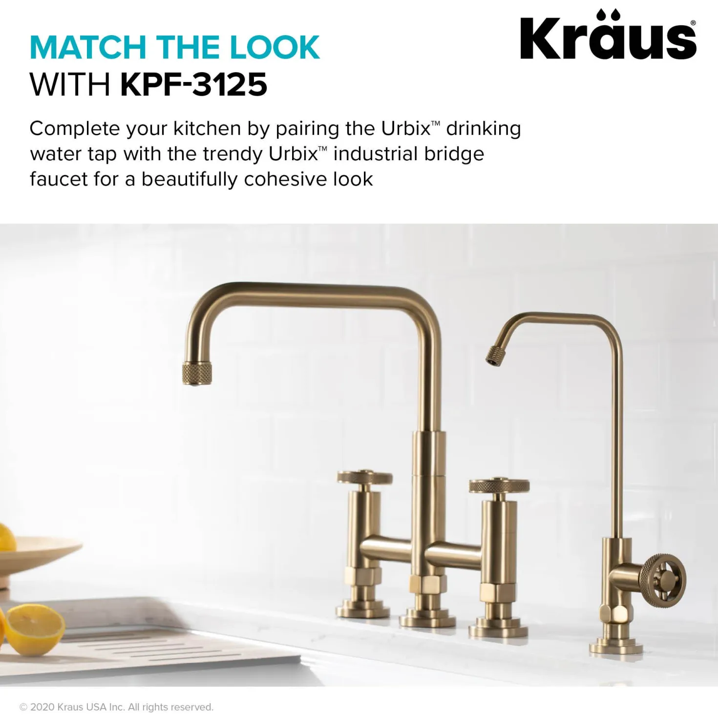 KRAUS Urbix Drinking Water Dispenser Kitchen Faucet in Brushed Gold