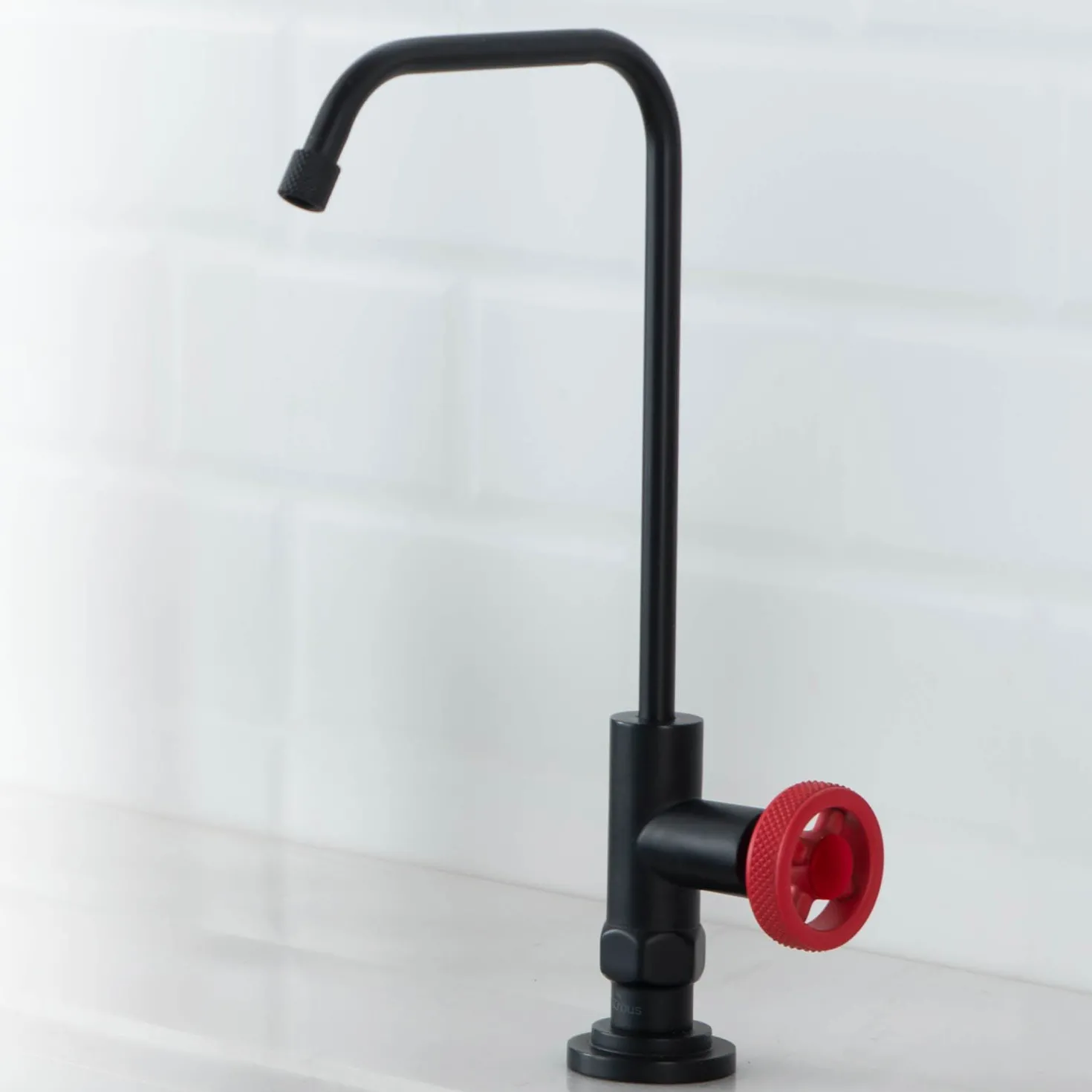 KRAUS Urbix Drinking Water Dispenser Kitchen Faucet in Matte Black/Red