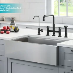 KRAUS Urbix Industrial Bridge Kitchen Faucet & Water Filter Faucet in Matte Black