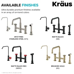 KRAUS Urbix Industrial Bridge Kitchen Faucet & Water Filter Faucet in Matte Black