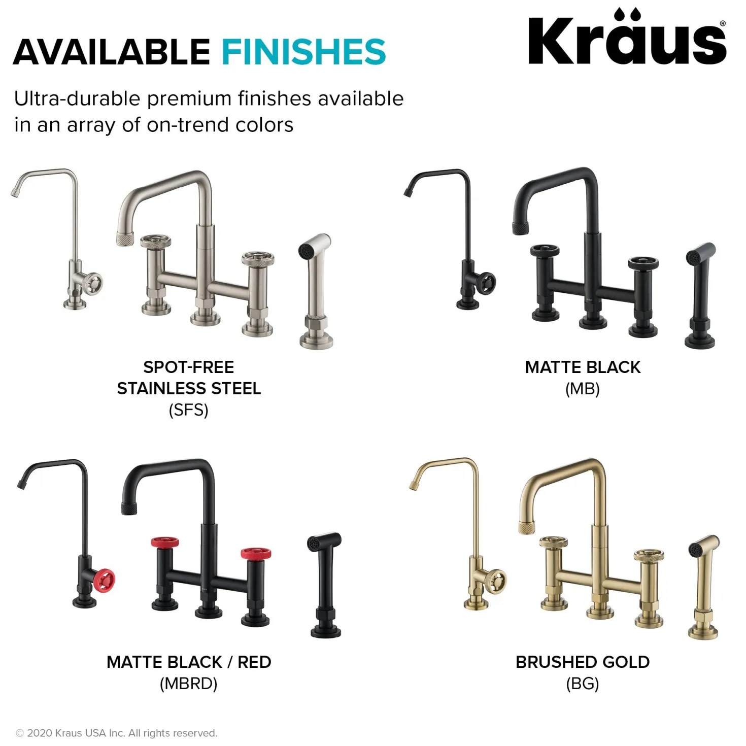KRAUS Urbix Industrial Bridge Kitchen Faucet & Water Filter Faucet in Brushed Gold