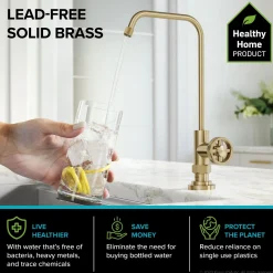 KRAUS Urbix Industrial Bridge Kitchen Faucet & Water Filter Faucet in Brushed Gold