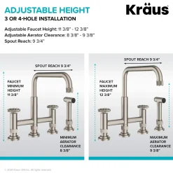 KRAUS Urbix Industrial Bridge Kitchen Faucet & Water Filter Faucet in Matte Black/Red