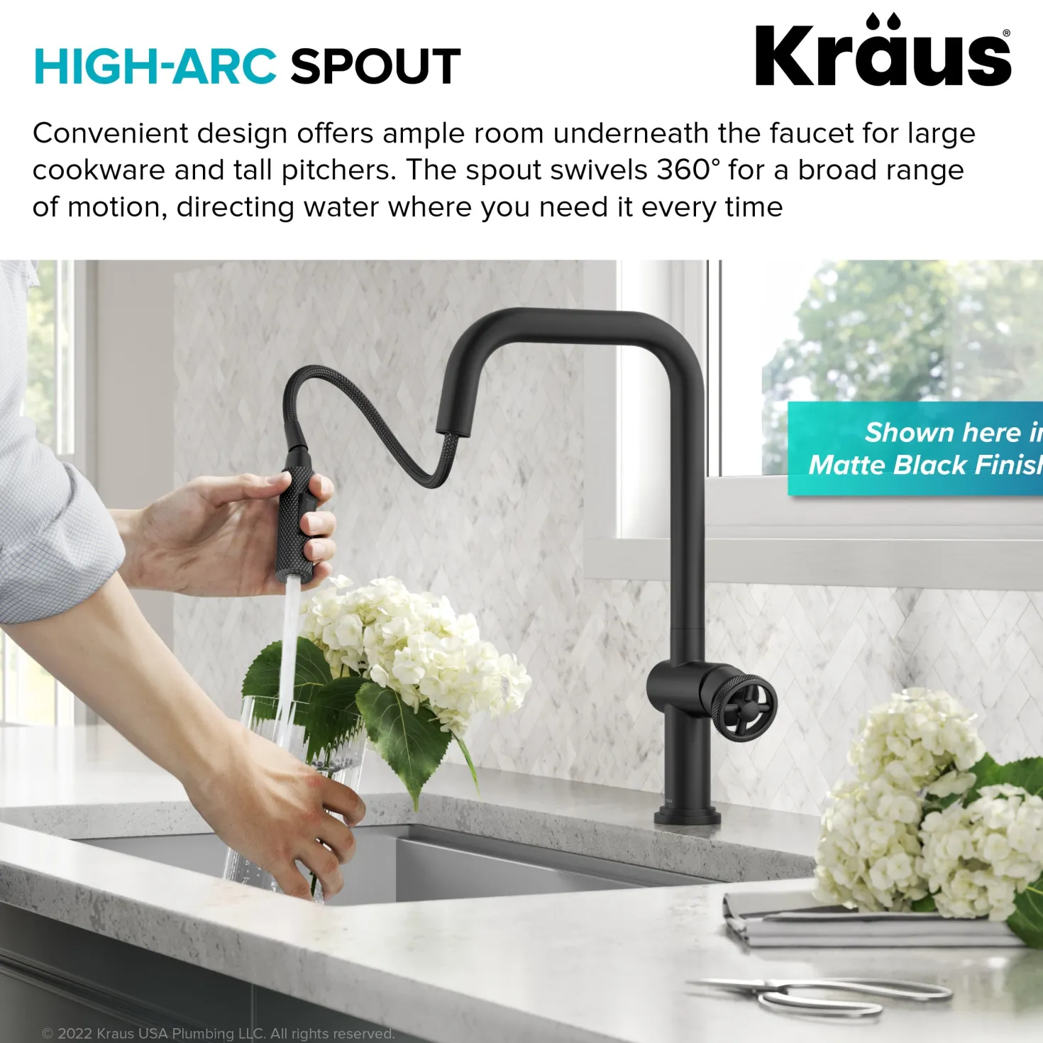 KRAUS Urbix Industrial Pull-Down Single Handle Kitchen Faucet in Black Stainless