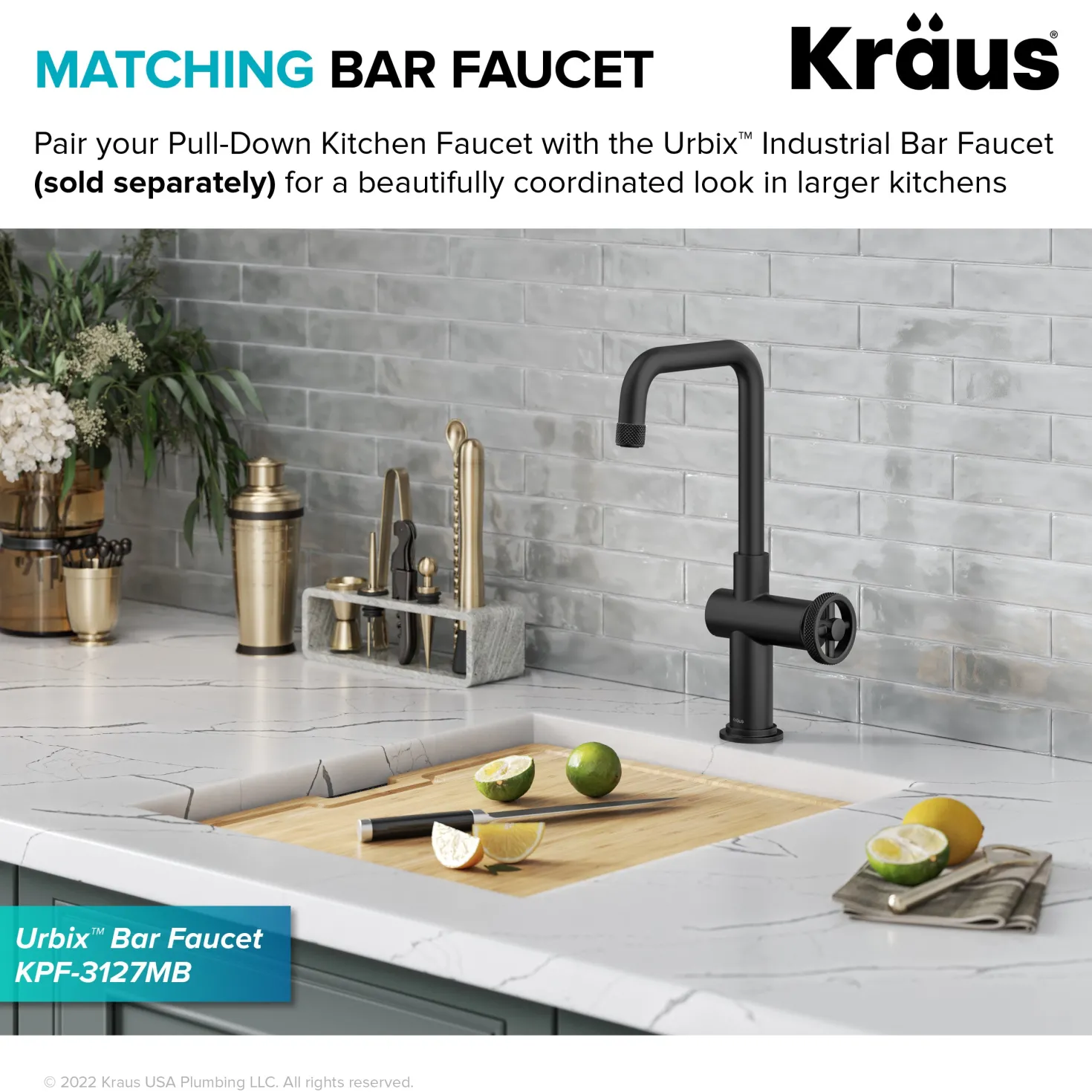 KRAUS Urbix Industrial Pull-Down Single Handle Kitchen Faucet in Matte Black