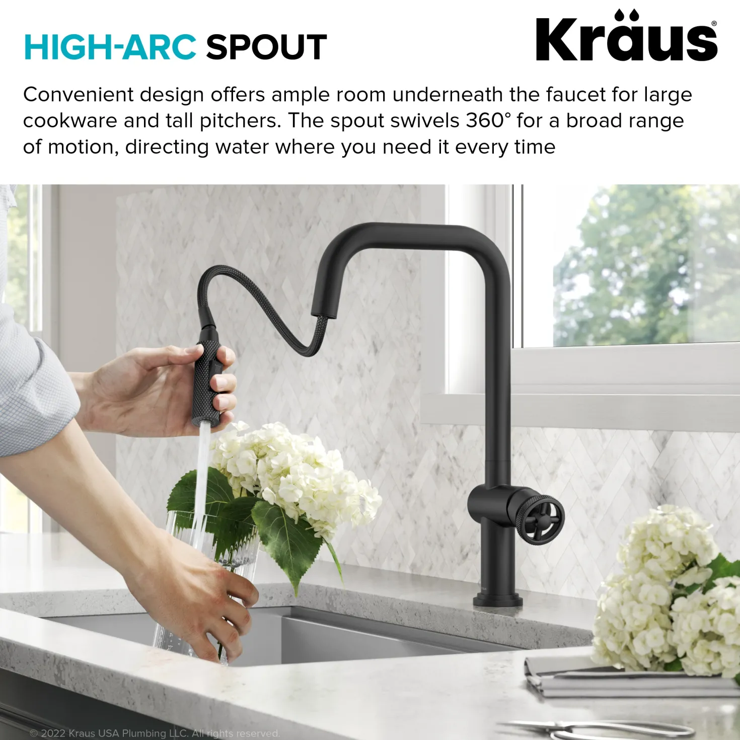 KRAUS Urbix Industrial Pull-Down Single Handle Kitchen Faucet in Matte Black