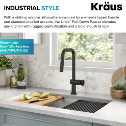KRAUS Urbix Industrial Pull-Down Single Handle Kitchen Faucet in Matte Black