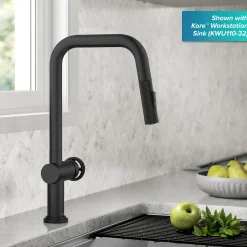 KRAUS Urbix Industrial Pull-Down Single Handle Kitchen Faucet in Matte Black