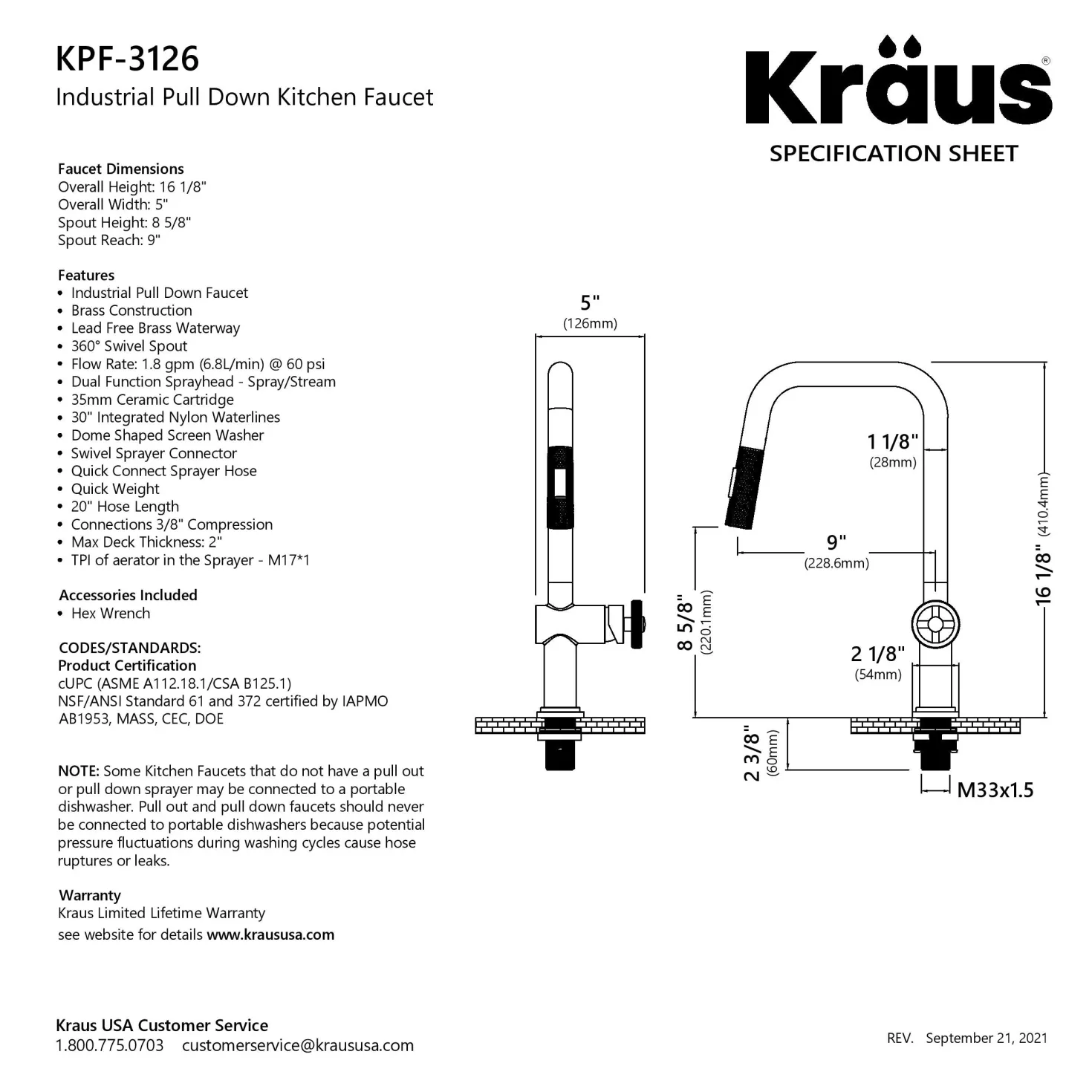 KRAUS Urbix Industrial Pull-Down Single Handle Kitchen Faucet in Spot Free Stainless