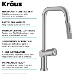 KRAUS Urbix Industrial Pull-Down Single Handle Kitchen Faucet in Spot Free Stainless