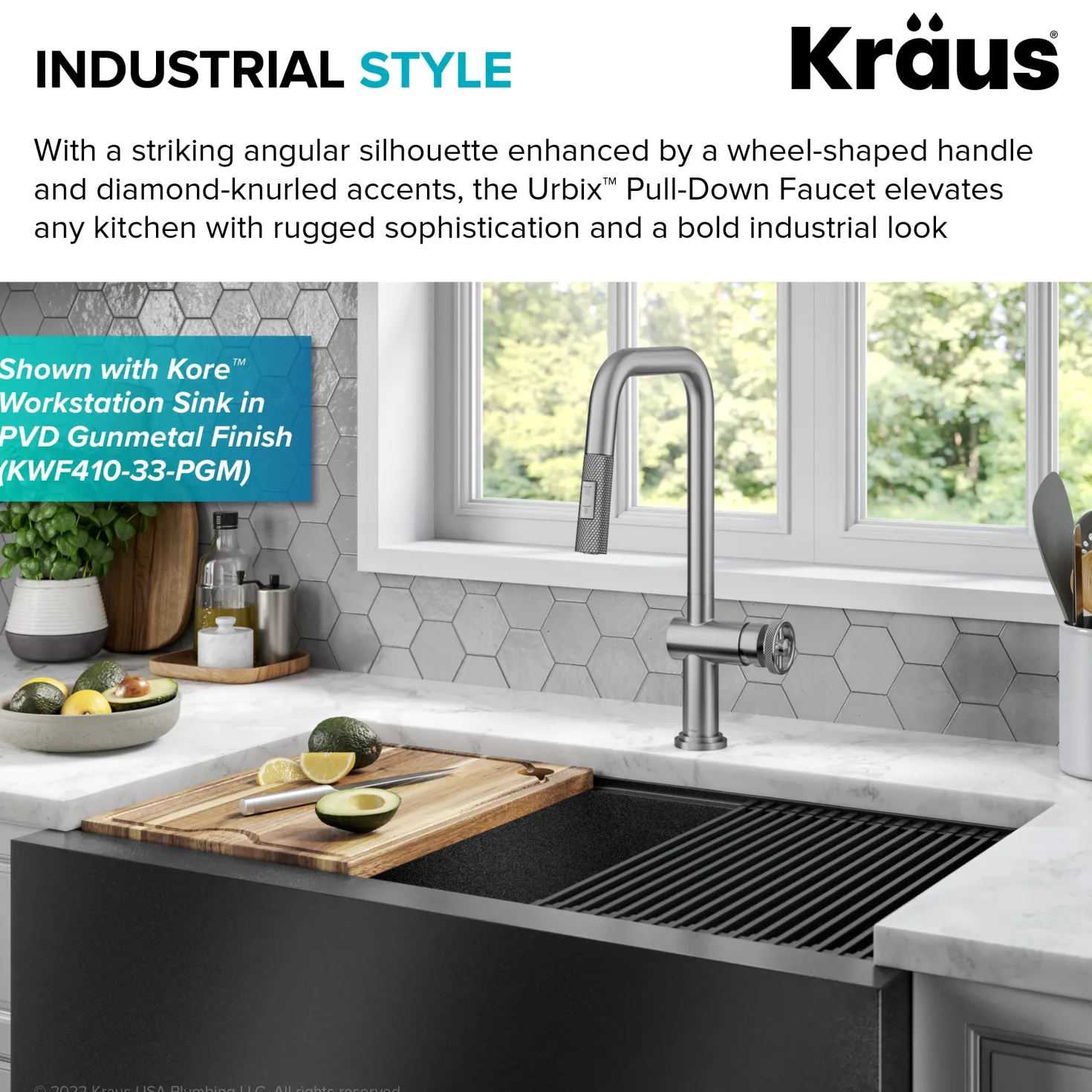 KRAUS Urbix Industrial Pull-Down Single Handle Kitchen Faucet in Spot Free Stainless