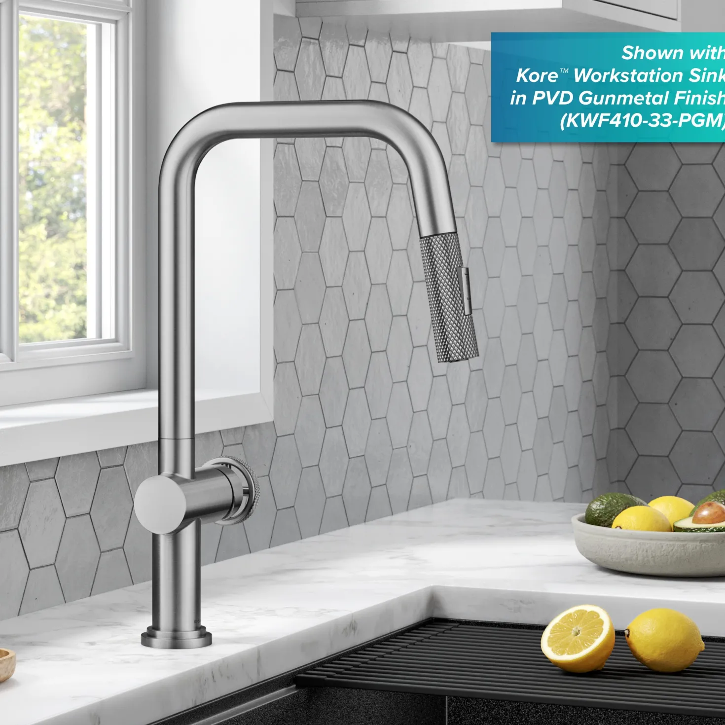 KRAUS Urbix Industrial Pull-Down Single Handle Kitchen Faucet in Spot Free Stainless