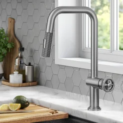 KRAUS Urbix Industrial Pull-Down Single Handle Kitchen Faucet in Spot Free Stainless