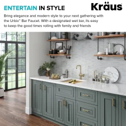 KRAUS Urbix Industrial Single Handle Kitchen Bar Faucet in Brushed Gold