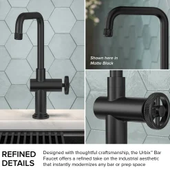 KRAUS Urbix Industrial Single Handle Kitchen Bar Faucet in Matte Black