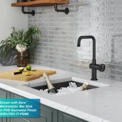 KRAUS Urbix Industrial Single Handle Kitchen Bar Faucet in Matte Black