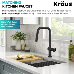 KRAUS Urbix Industrial Single Handle Kitchen Bar Faucet in Matte Black