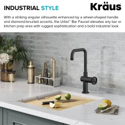 KRAUS Urbix Industrial Single Handle Kitchen Bar Faucet in Matte Black