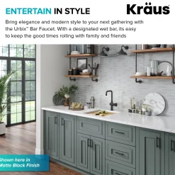 KRAUS Urbix Industrial Single Handle Kitchen Bar Faucet in Stainless