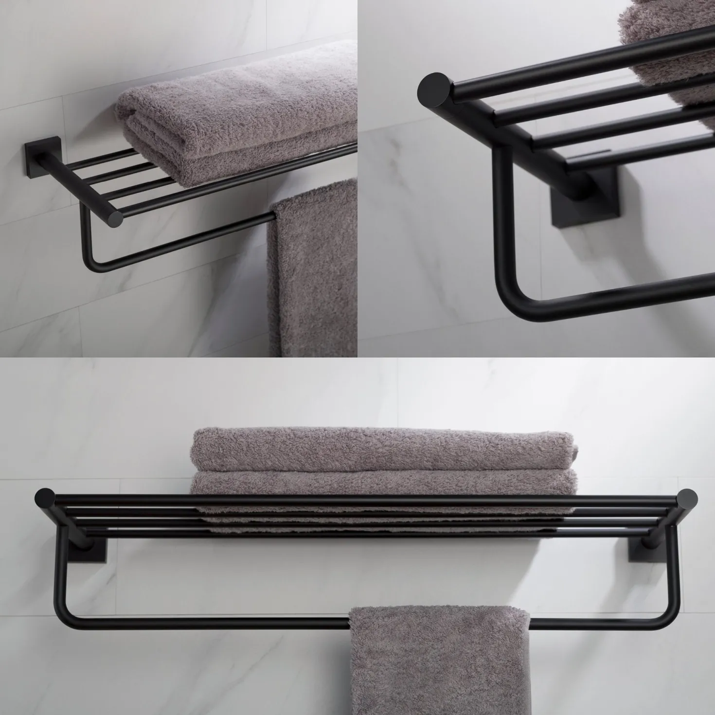 KRAUS Ventus Bathroom Shelf with Towel Bar