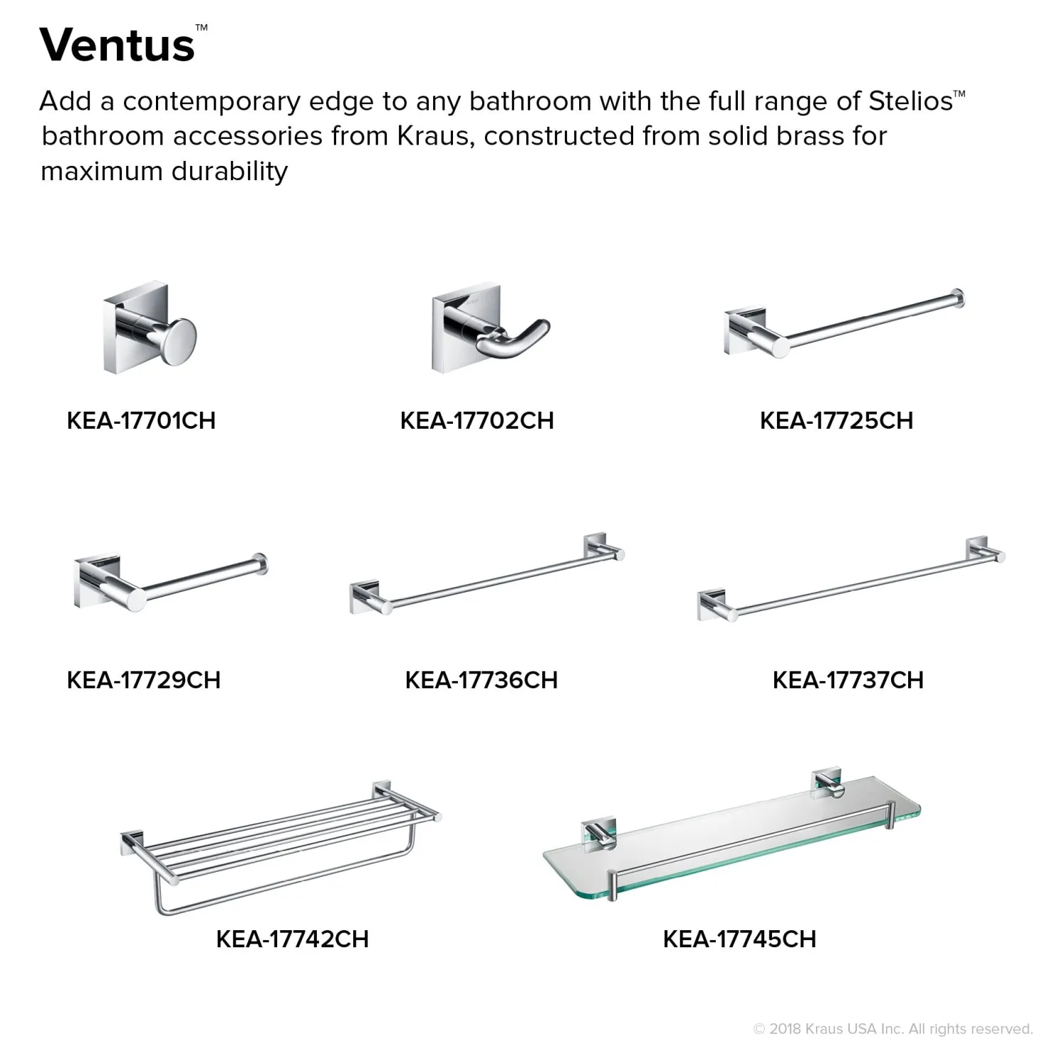 KRAUS Ventus Bathroom Shelf with Towel Bar